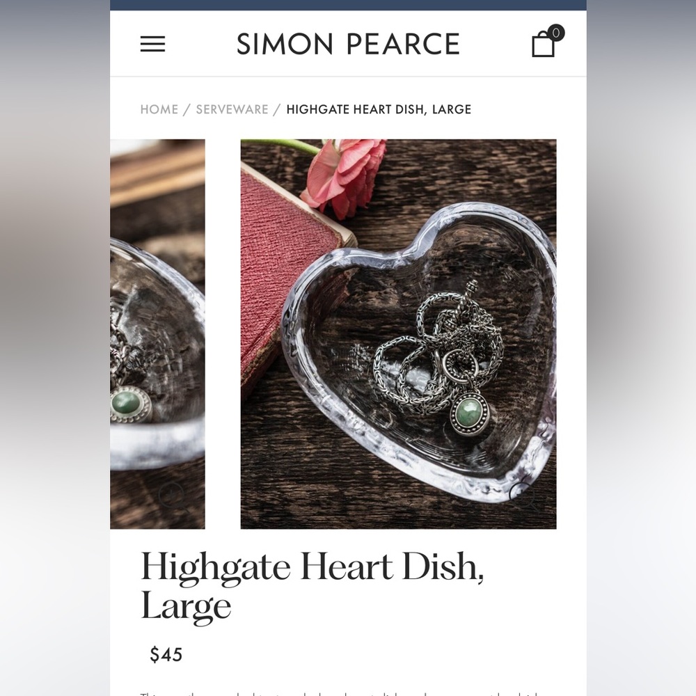 Simon Pearce, Highgate Heart Dish (large) - BRAND NEW